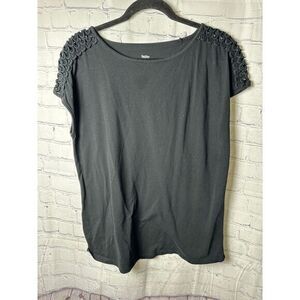 Mossimo Black‎ Blouse with Embellished Sleeves  Top XXL